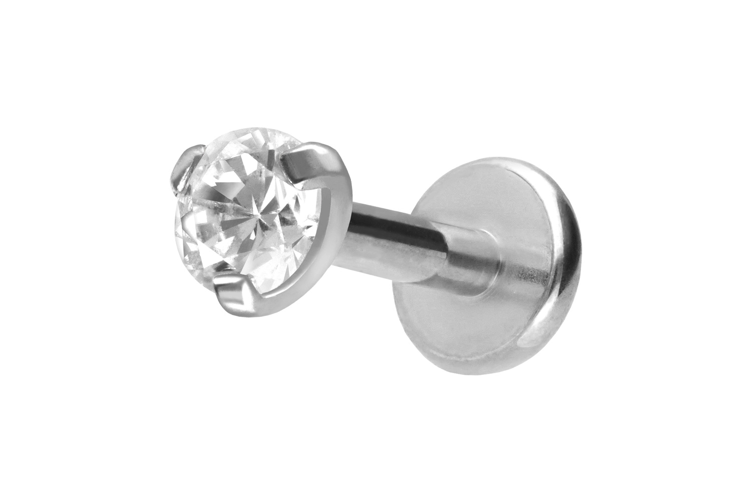 Titan Labret Piercing mit Innengewinde EINGEFASSTER KRISTALL